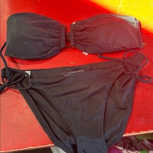 Victoria's Secret Black Bikini bottom small top medium